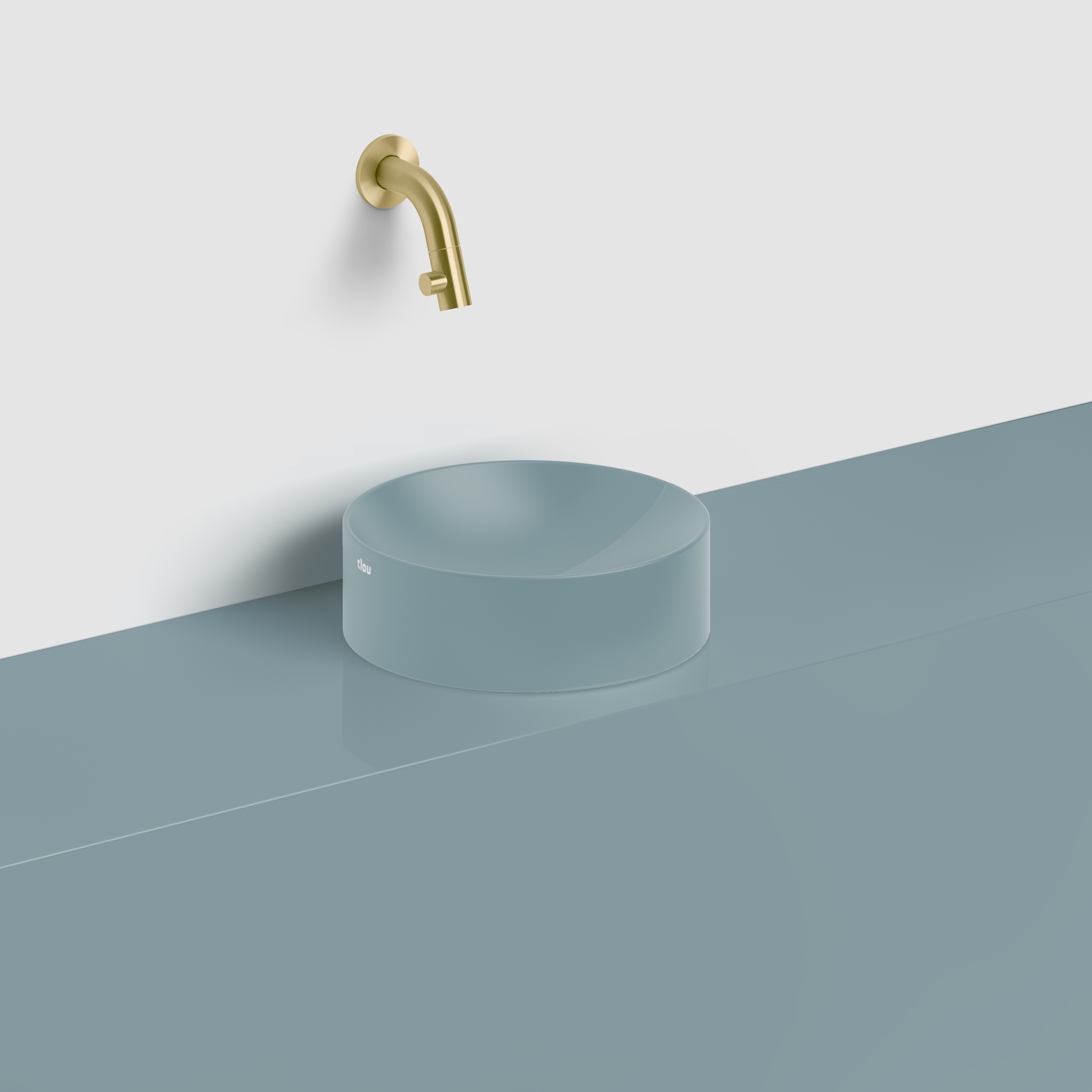 Clou Vale fontein, ø22 cm, zonder kranenbank, mat blauw keramiek